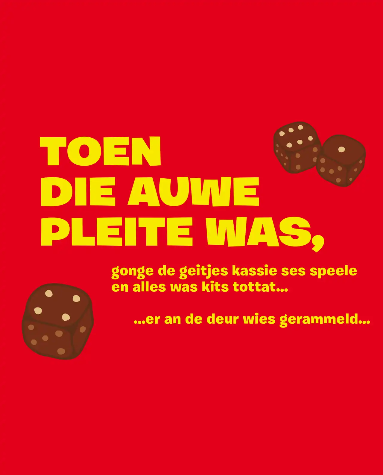Kassie zes een Amsterdams dobbelspelletje met drie dobbelstenen.
