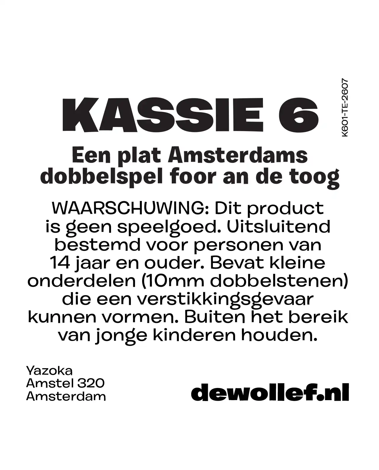 Kassie zes een Amsterdams dobbelspelletje met drie dobbelstenen.